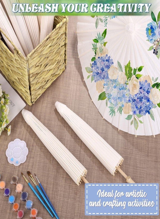 Aodaer 12 Pieces Wedding Paper Umbrella 23.6 Inch White Paper Decorative Chinese Japanese Parasol Umbrella Crafts Vintage DIY Painting Decor Wedding Favor for Photography Props Bridal Party - Image 5